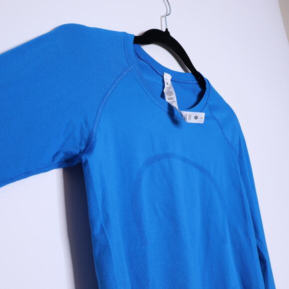 LULULEMON Swiftly Tech Long Sleeve Shirt Blazer Blue Stretch Active Women's 6 - Picture 3 of 12